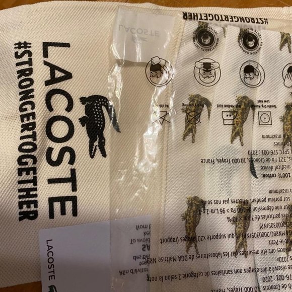 2 - Lacoste Cotton Piqué Face Masks, Sealed - Picture 3 of 5